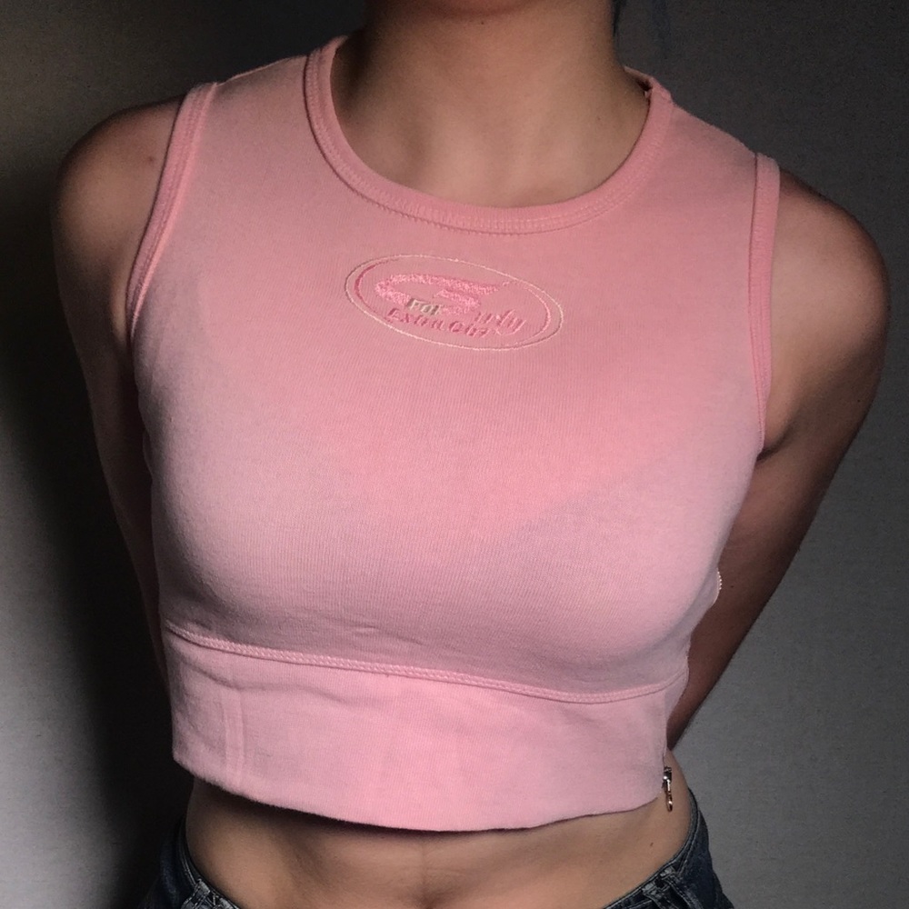 Baby girl zip up sleeveless crop top y2k